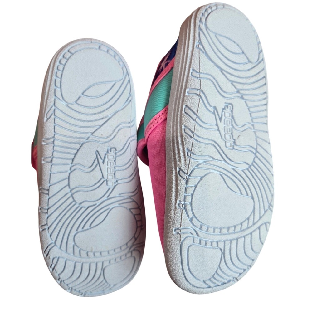 Speedo Kids Water Shoes Pink Turquoise Flamingo Print Hook Loop NEW Girls M 7-8 - Picture 4 of 4